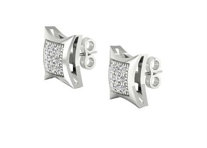 Micro Pave Convex Square Stud Earring